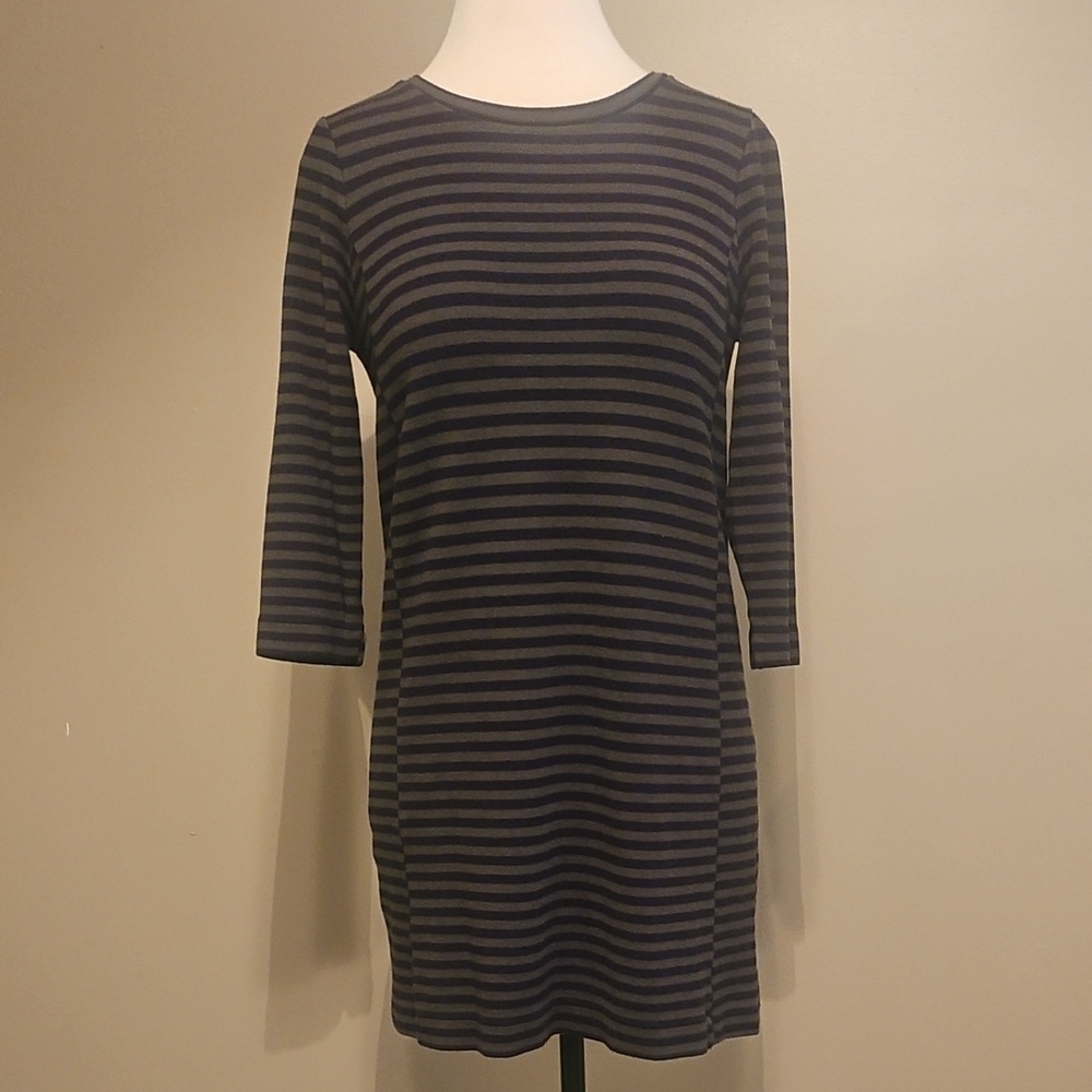 J. Crew Navy/Green Striped Knit Dress